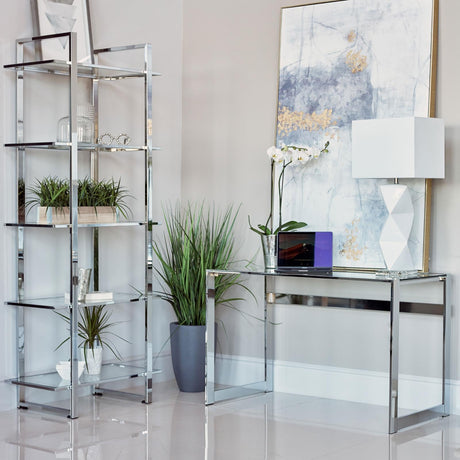 Hartford Chrome Glass Top Writing Desk by Coaster at Eve Furniture