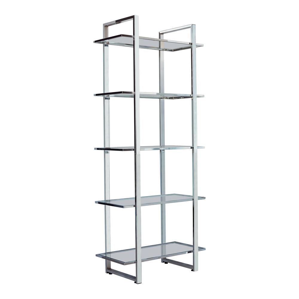 Hartford Chrome Glass Shelf Bookcase