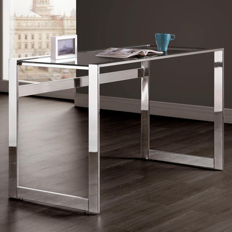 Hartford Chrome Glass Top Writing Desk by Coaster at Eve Furniture