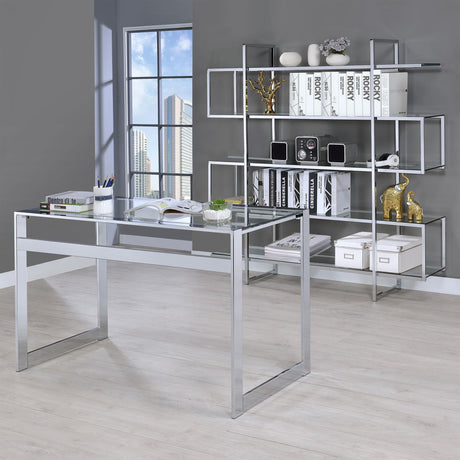 Hartford Chrome Glass Top Writing Desk by Coaster at Eve Furniture