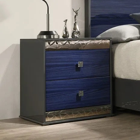 Hartlepool Ash Gray/Indigo Blue 4-Piece Queen Bedroom Set by Furniture of America at Eve Furniture