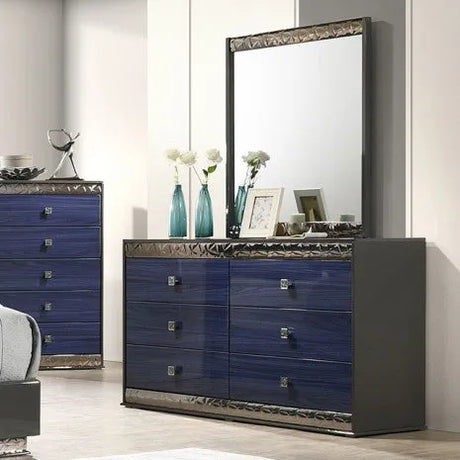 Hartlepool Ash Gray/Indigo Blue 5-Piece Queen Bedroom Set by Furniture of America at Eve Furniture