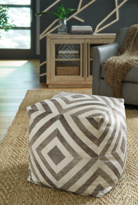 Hartselle Brown Pouf by Ashley at Eve Furniture