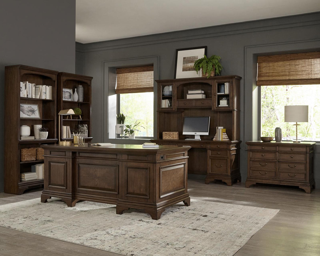 Hartshill Burnished Oak Bookcase with Cabinet