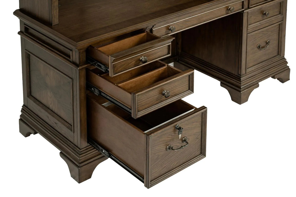 Hartshill Burnished Oak Credenza with Hutch by Coaster at Eve Furniture
