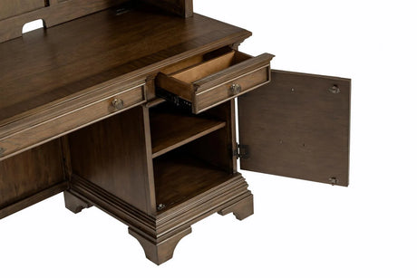 Hartshill Burnished Oak Credenza with Hutch by Coaster at Eve Furniture
