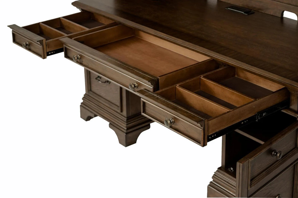 Hartshill Burnished Oak Credenza with Hutch by Coaster at Eve Furniture