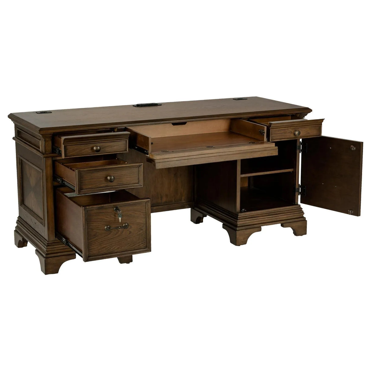 Hartshill Burnished Oak Credenza with Power Outlet by Coaster at Eve Furniture