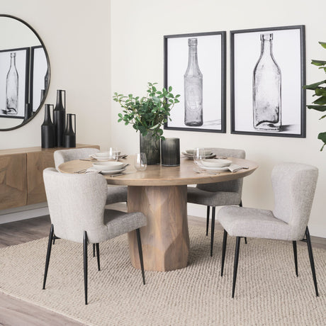 Hartt Dining Chair W/ Matte Black Metal Frame and Gray Fabric by Mercana at Eve Furniture