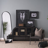 Harvey Black Metal and Wood Rectangular Table Clock by Mercana at Eve Furniture