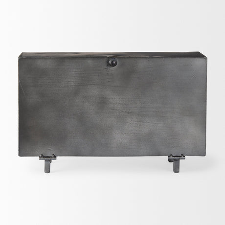 Harvey Black Metal and Wood Rectangular Table Clock by Mercana at Eve Furniture