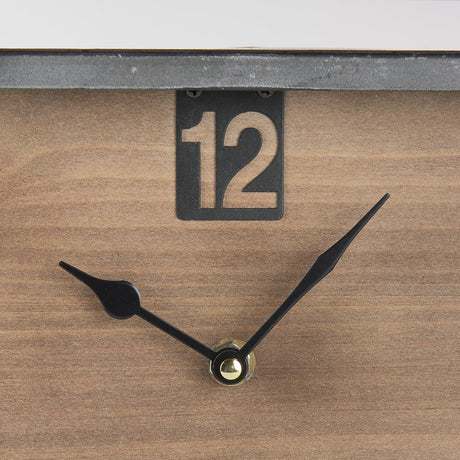 Harvey Black Metal and Wood Rectangular Table Clock by Mercana at Eve Furniture