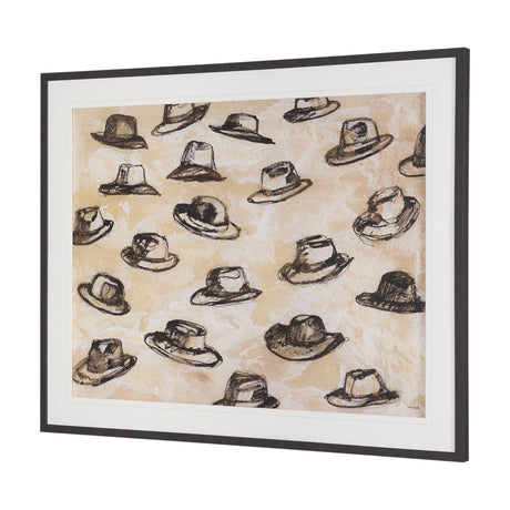 "Hat Trick" by Mercana Studio Hand-Embellished Textured Framed Artwork Matted under Glass by Mercana at Eve Furniture