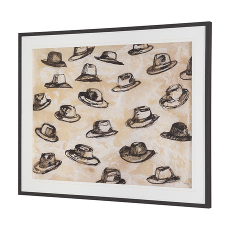 "Hat Trick" by Mercana Studio Hand-Embellished Textured Framed Artwork Matted under Glass by Mercana at Eve Furniture