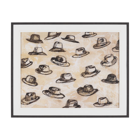 "Hat Trick" by Mercana Studio Hand-Embellished Textured Framed Artwork Matted under Glass by Mercana at Eve Furniture