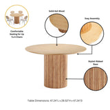 Hathaway 47.24 Round Dining Table in Nature by Manhattan Comfort at Eve Furniture