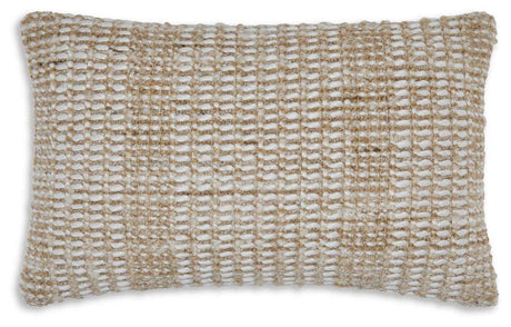 Hathby Tan/White Pillow by Ashley at Eve Furniture