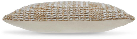 Hathby Tan/White Pillow by Ashley at Eve Furniture