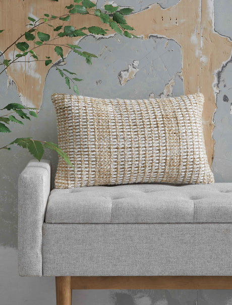 Hathby Tan/White Pillow by Ashley at Eve Furniture