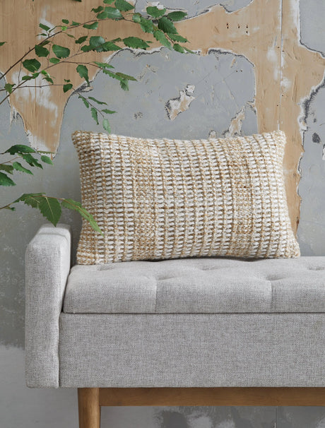 Hathby Tan/White Pillow (Set of 4) by Ashley at Eve Furniture