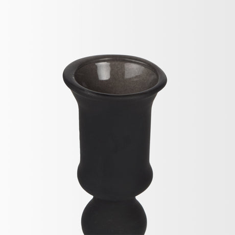 Haute Large Matte Black Blown Glass Candlestick by Mercana at Eve Furniture