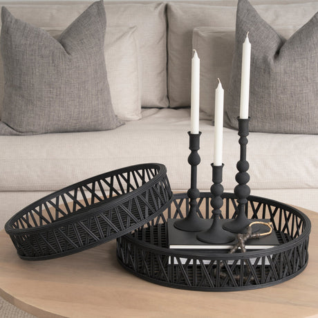 Haute Large Matte Black Blown Glass Candlestick by Mercana at Eve Furniture