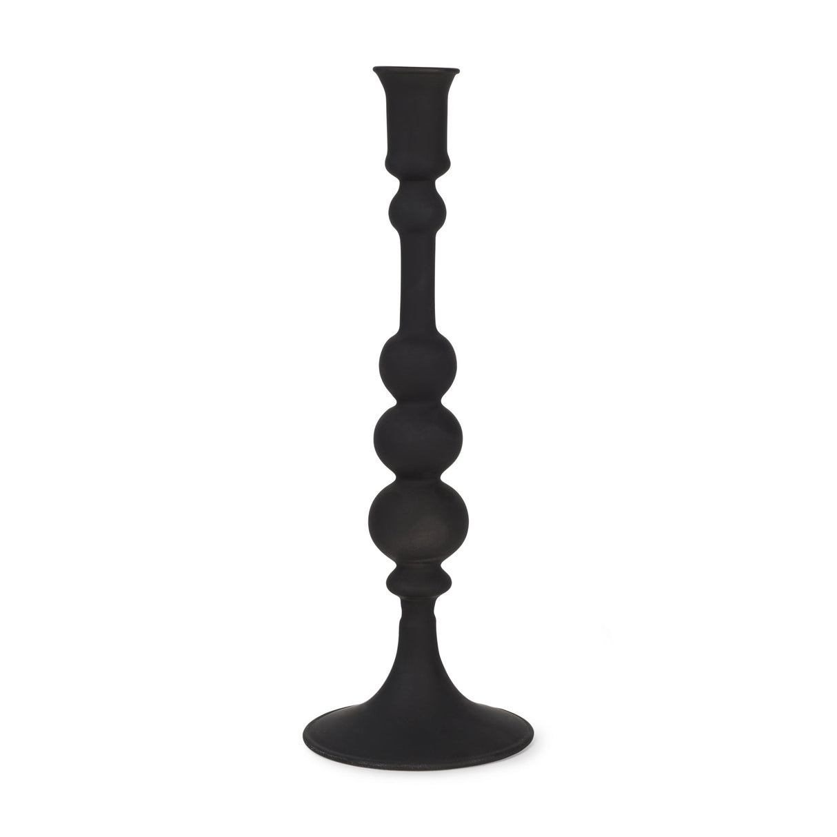 Haute Large Matte Black Blown Glass Candlestick by Mercana at Eve Furniture