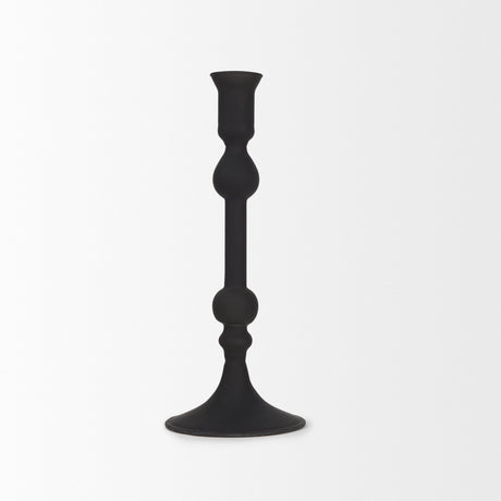 Haute Medium Matte Black Blown Glass Candlestick by Mercana at Eve Furniture