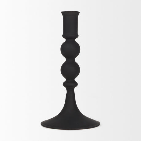 Haute Small Matte Black Blown Glass Candlestick by Mercana at Eve Furniture
