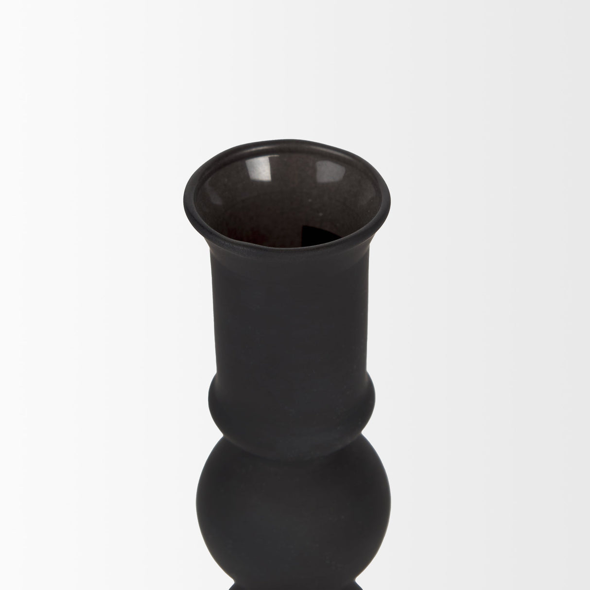 Haute Small Matte Black Blown Glass Candlestick by Mercana at Eve Furniture