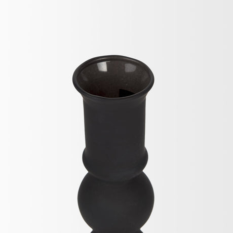 Haute Small Matte Black Blown Glass Candlestick by Mercana at Eve Furniture