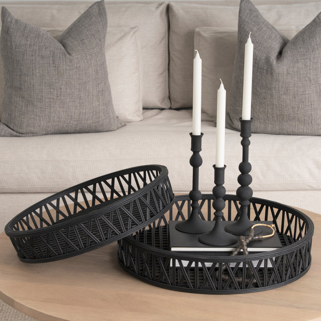 Haute Small Matte Black Blown Glass Candlestick by Mercana at Eve Furniture