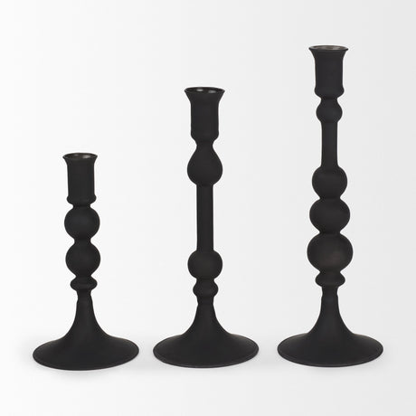 Haute Small Matte Black Blown Glass Candlestick by Mercana at Eve Furniture