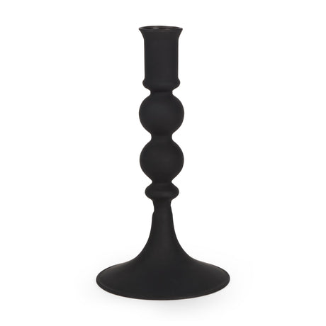 Haute Small Matte Black Blown Glass Candlestick by Mercana at Eve Furniture