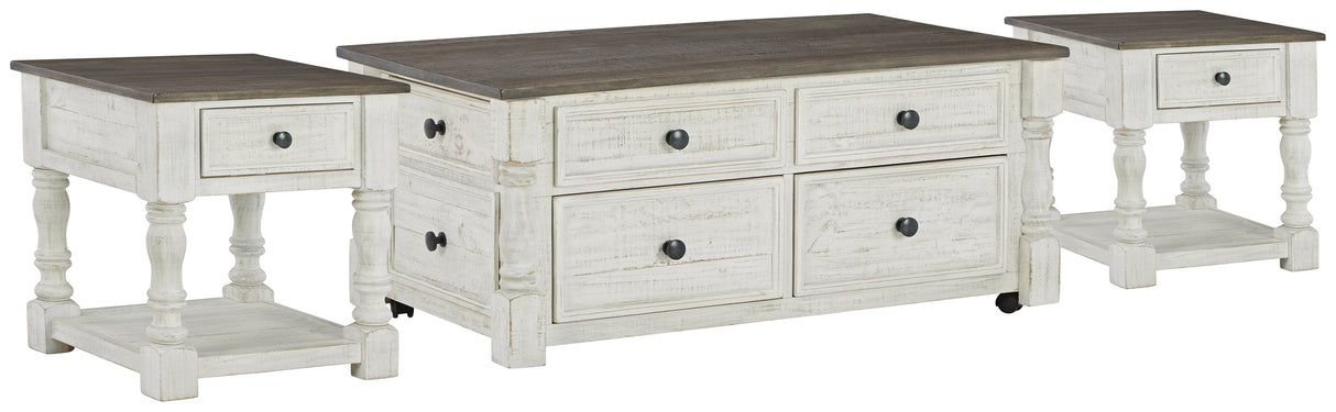 Havalance White/Gray Coffee Table with 2 End Tables by Ashley at Eve Furniture
