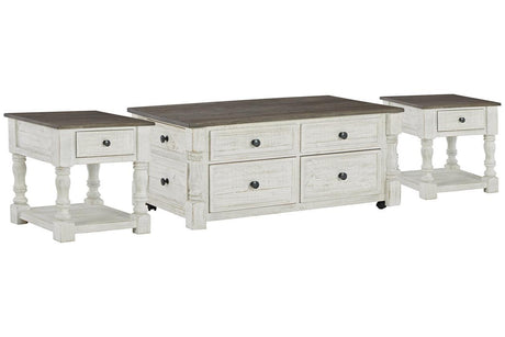 Havalance White/Gray Lift Top Coffee Table and 2 End Tables by Ashley at Eve Furniture