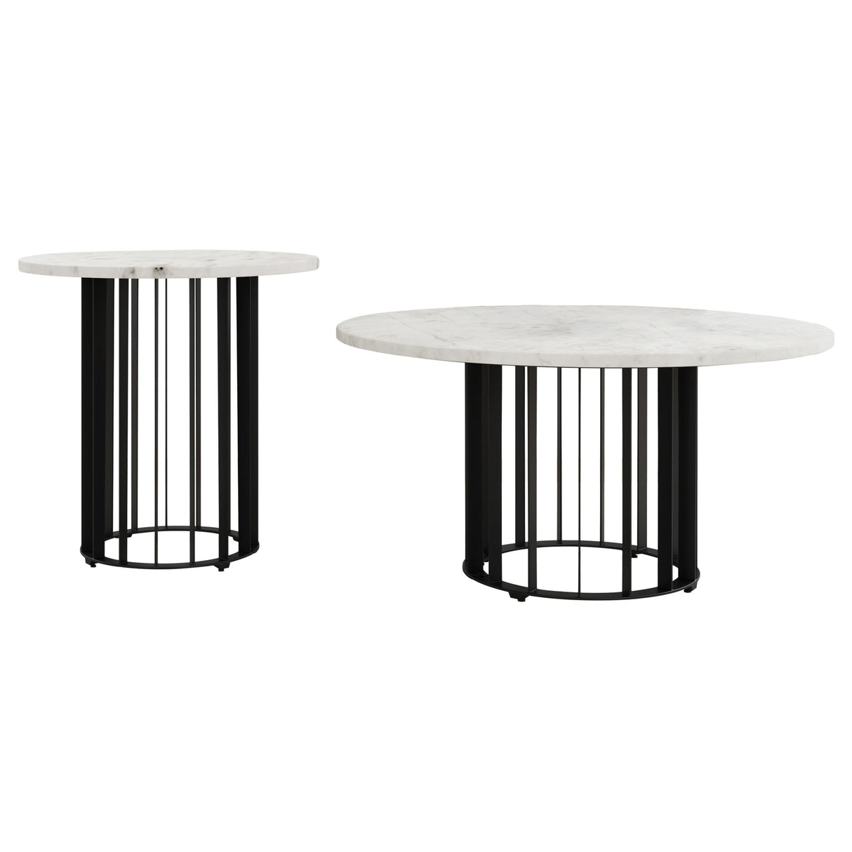 Haven Black 2-Piece Round Marble Coffee and End Table Set by Coaster at Eve Furniture