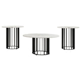 Haven Black 3-Piece Round Marble Coffee and End Table Set by Coaster at Eve Furniture