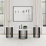 Haven Black 3-Piece Round Marble Coffee and End Table Set by Coaster at Eve Furniture