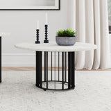 Haven Black and White Round Genuine Marble Top Coffee Table by Coaster at Eve Furniture