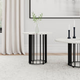 Haven Black and White Round Genuine Marble Top End Side Table by Coaster at Eve Furniture