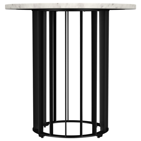 Haven Black and White Round Genuine Marble Top End Side Table by Coaster at Eve Furniture