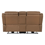 Haven Brown Power Double Reclining Loveseat with Center Console