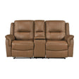 Haven Brown Power Double Reclining Loveseat with Center Console