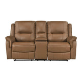 Haven Brown Power Double Reclining Loveseat with Center Console