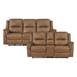 Haven Brown Power Double Reclining Set (Sofa & Loveseat)