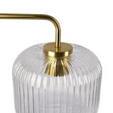 Haven Clear Glass Table Lamp, Gold Brush Metal and Marble Base, Button Control