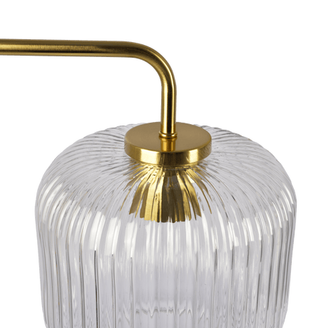 Haven Clear Glass Table Lamp, Gold Brush Metal and Marble Base, Button Control