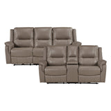 Haven Russet Power Double Reclining Loveseat with Center Console
