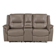 Haven Russet Power Double Reclining Loveseat with Center Console